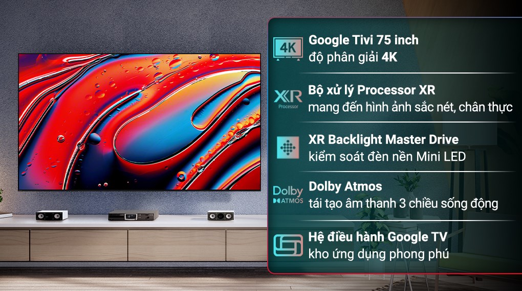 K-75XR90 - Google Tivi Mini LED Sony 4K 75 inch K-75XR90 - Hàng Chính Hãng
