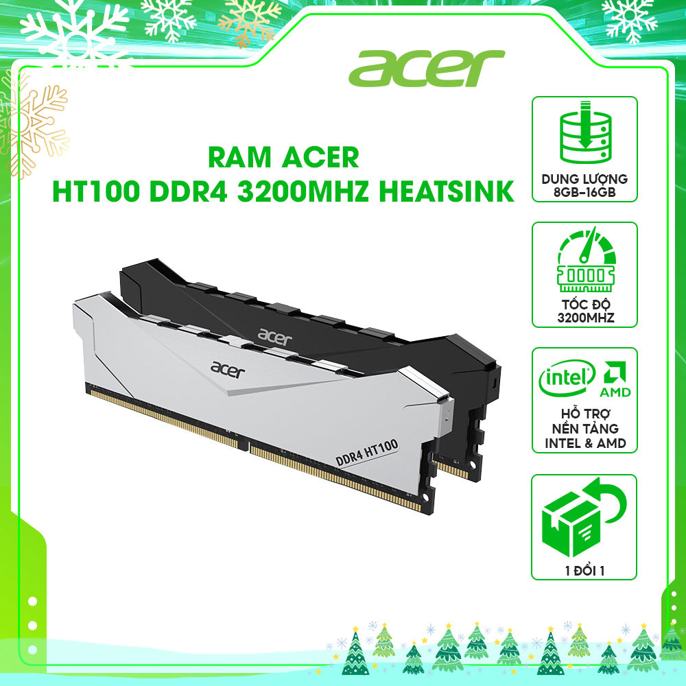 Bộ nhớ RAM tản nhiệt Acer HT100 DRAM Heatsink DDR4 U-DIMM - Hàng chính hãng