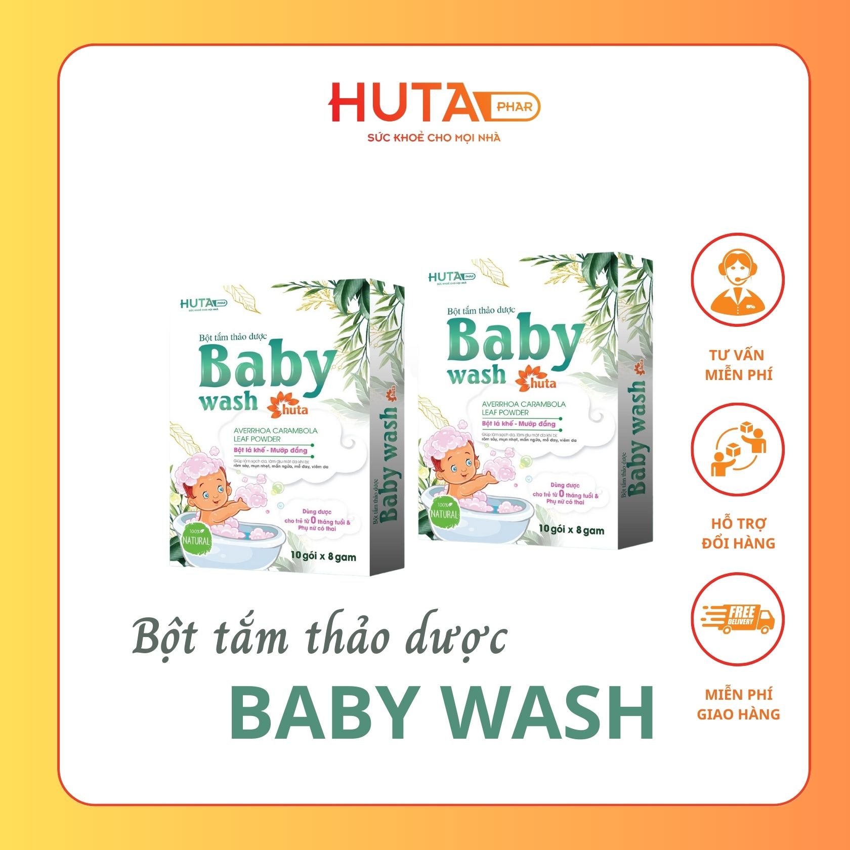 Bột tắm thảo dược Baby wash - dạng gói tiện dụng