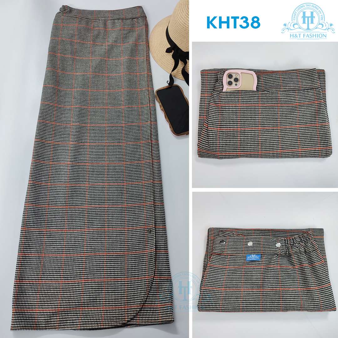 Chân váy chống nắng nữ xẻ tà có túi và nút bấm chân tiện lợi KHT38