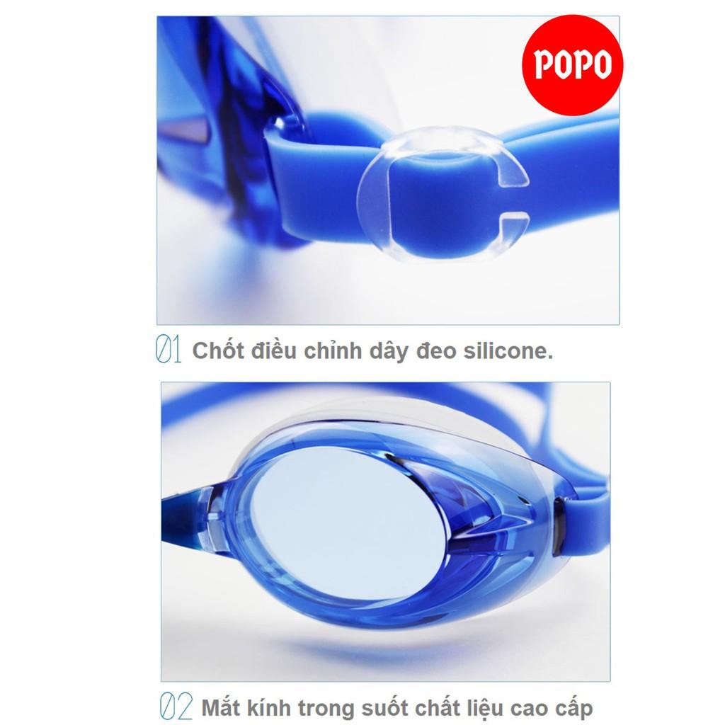 Kính bơi người lớn cho nam nữ POPO 1153 chống tia UV, chống lóa, mắt trong suốt