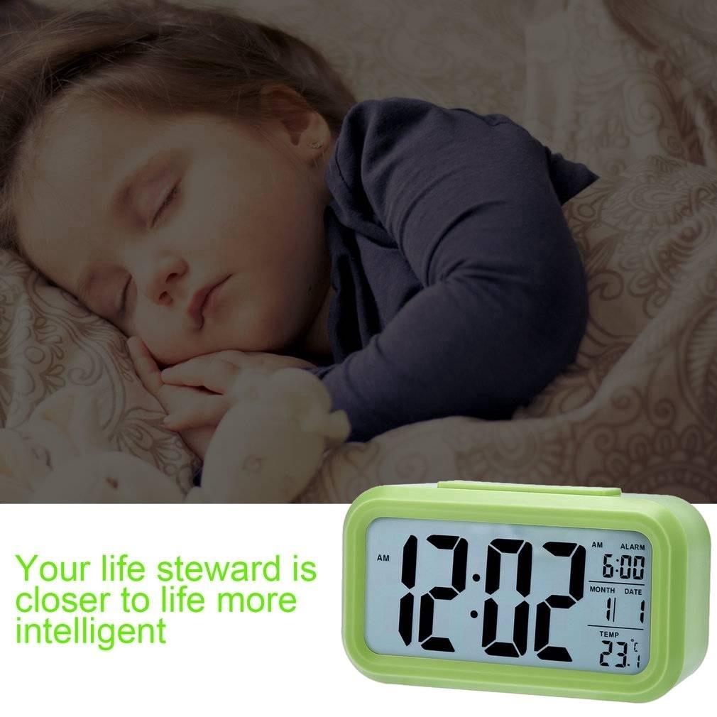 LED kỹ thuật số đồng hồ báo thức điện tử Thời gian đèn nền với lịch và nhiệt kế