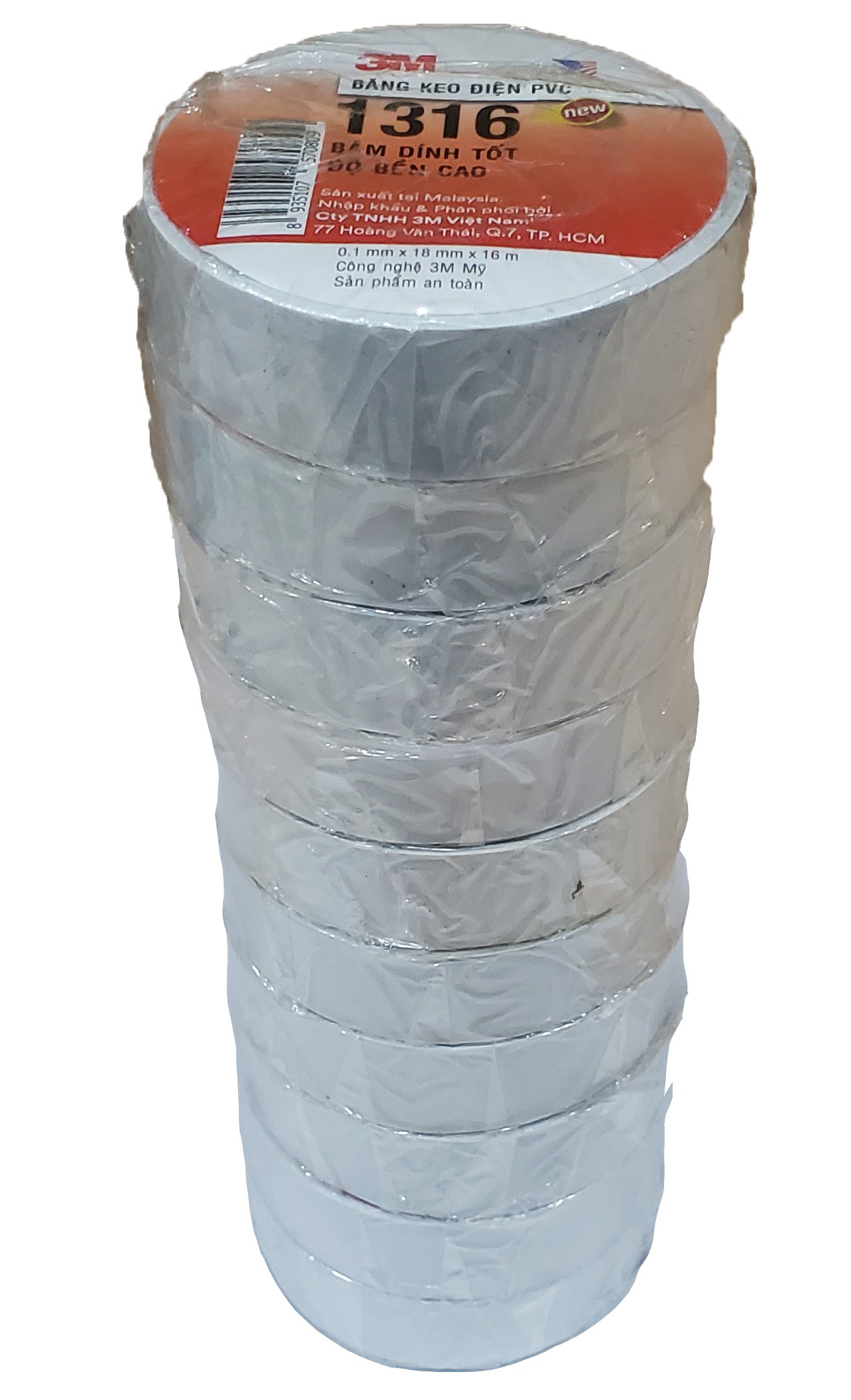 Băng keo cách điện PVC 1316 16mx18mm 3M - Trắng