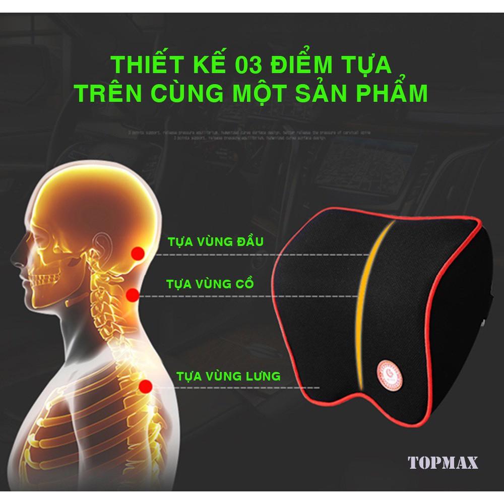 Bộ gối tựa đầu và tựa lưng xe hơi, ô tô chất liệu cao su non hoạt tính cao cấp (ĐEN VIỀN NÂU)