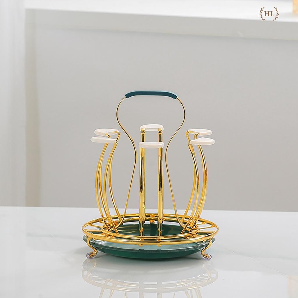 ÚP CỐC TRÒN CÓ KHAY HỨNG | GIÁ ÚP LY CỐC SƠN TĨNH ĐIỆN KÈM KHAY HỨNG TRÒN HOME LUXURY DECOR PHONG CÁCH VINTAGE 2022 NEW