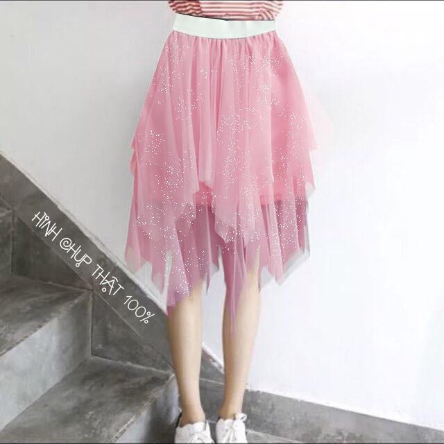 Chân váy ulzzang kim tuyến vạt xéo 40-80kg