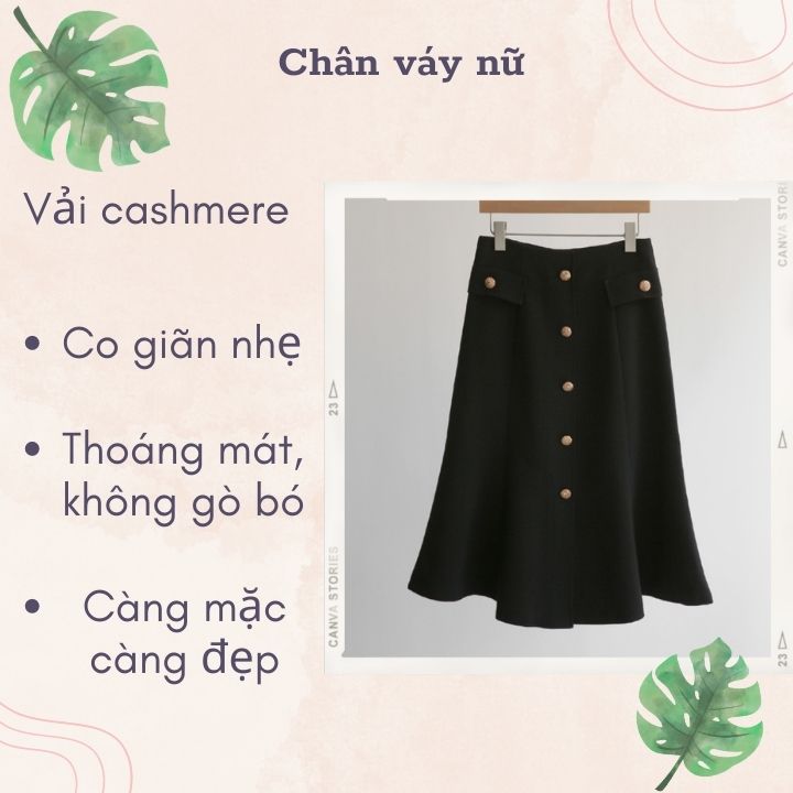 Chân Váy Công Sở Dáng Váy Chữ A Dài Qua Gối Chất Vải Kai Thun Co Giãn CV0084