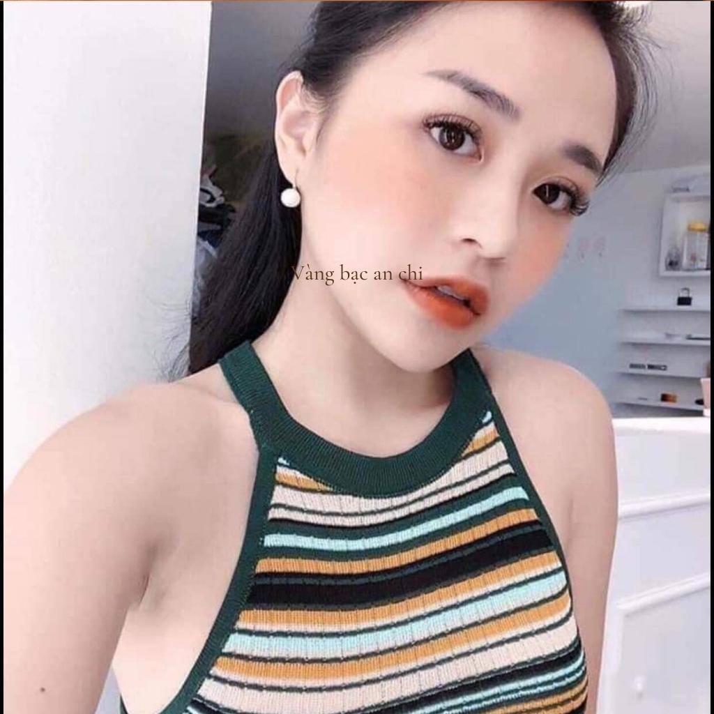 Bông tai hạt trai chuôi 10k có giấy của tiệm vàng, trang sức Anchi jewelry
