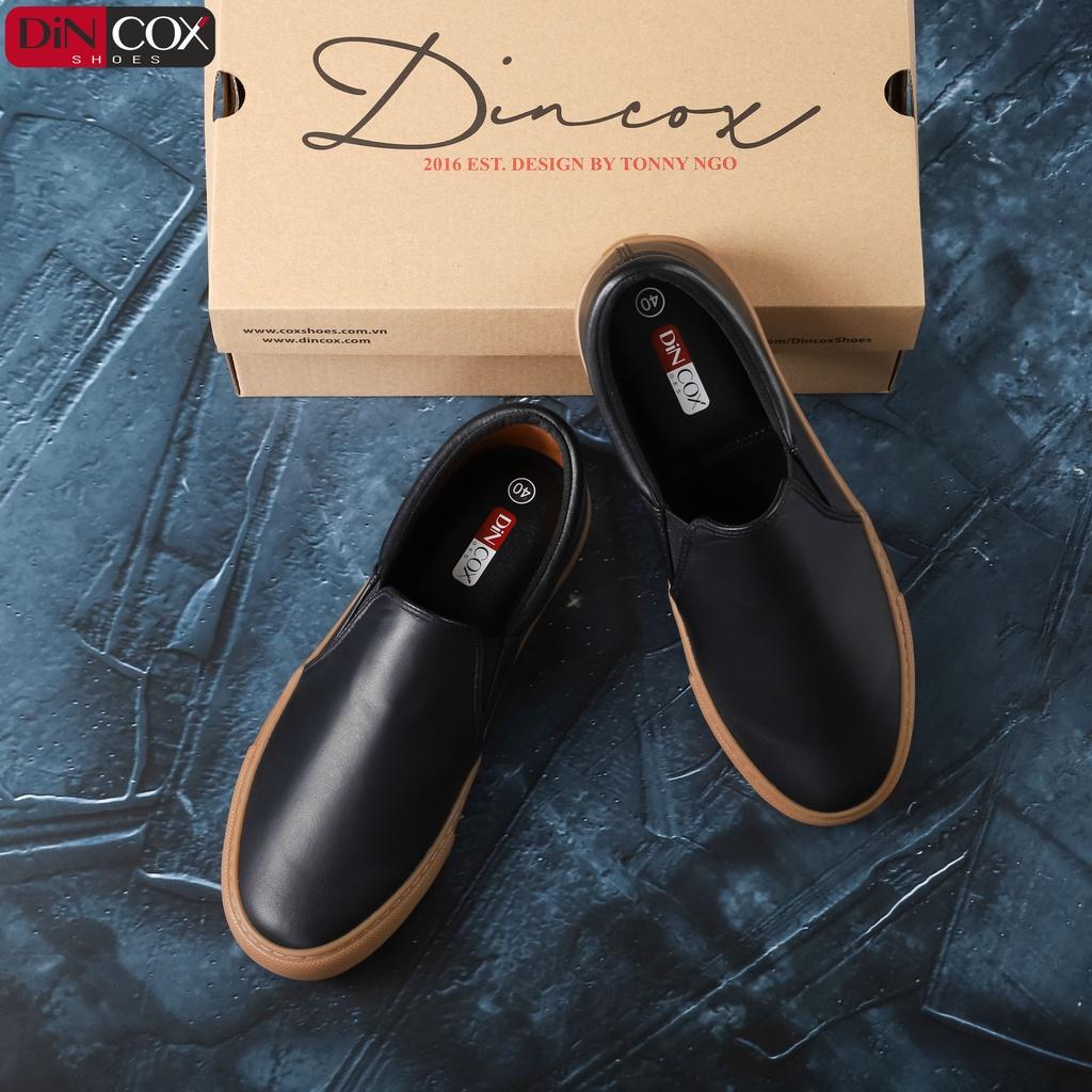 Giày Lười Sneaker Da Nam DINCOX C38 Đơn Giản, Lịch Lãm Black