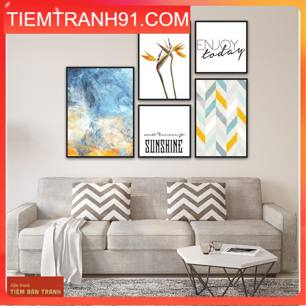 Tranh treo tường - Bộ 5 tranh canvas Bắc Âu hiện đại 21 , tranh canvas giá rẻ