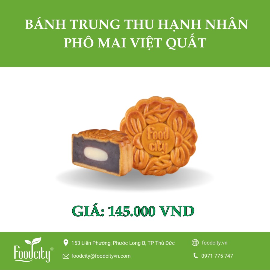 [ Dòng bánh chay] Bánh trung thu Hạnh nhân phô mai Việt quất 150gr - Foodcity Store