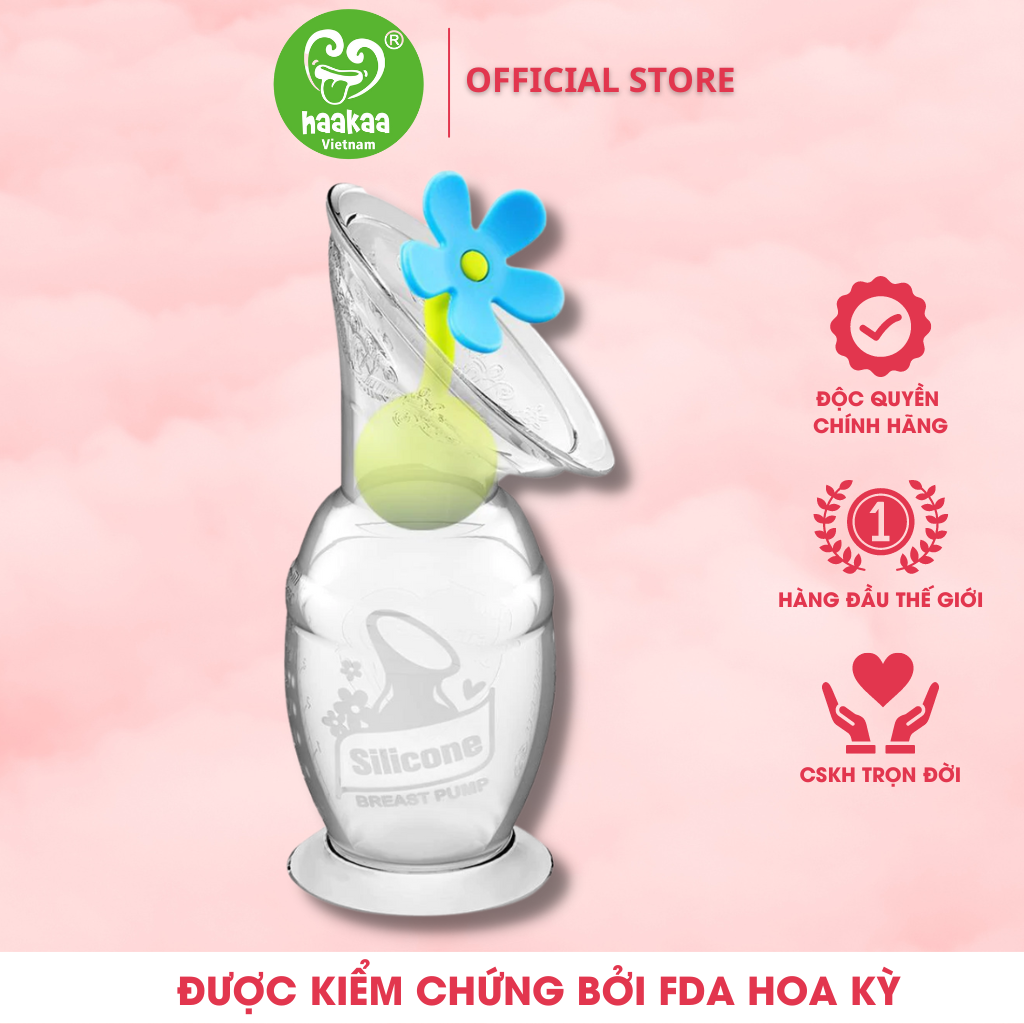 Combo Cốc hứng sữa Gen.2 và Nút hoa chặn Haakaa. Chất liệu silicone cao cấp, an toàn. Không chứa BPA, PVC và phthalate