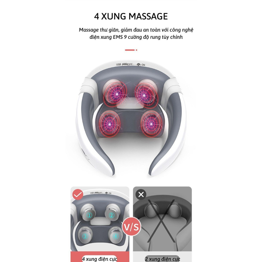 Máy Massage Cổ Xung Điện ÉM 9 RULAX 4 Chức Năng Công Suất 18000 Pa
