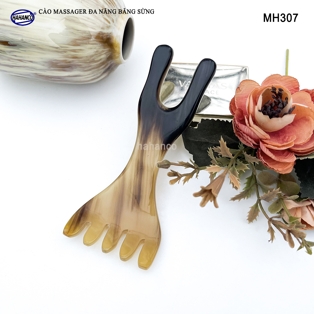 Cào Mát Xa Kinh Tuyến Đa Năng Bằng Sừng HAHANCO Thúc Đẩy Da Đầu Lưu Thông Máu - MH307