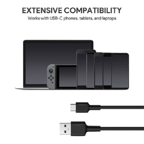 Cáp Aukey USB-A to USB-C dây dù 0.9 mét CB-CD30 hàng chính hãng