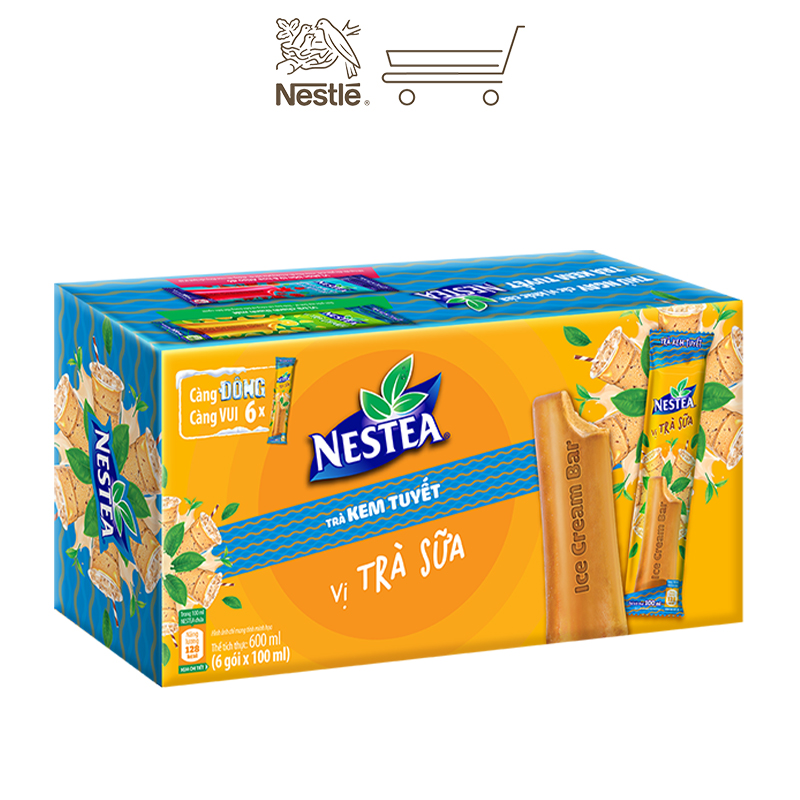 Combo 2 hộp trà kem tuyết Nestea vị trà sữa (Hộp 6 gói x 85ml)