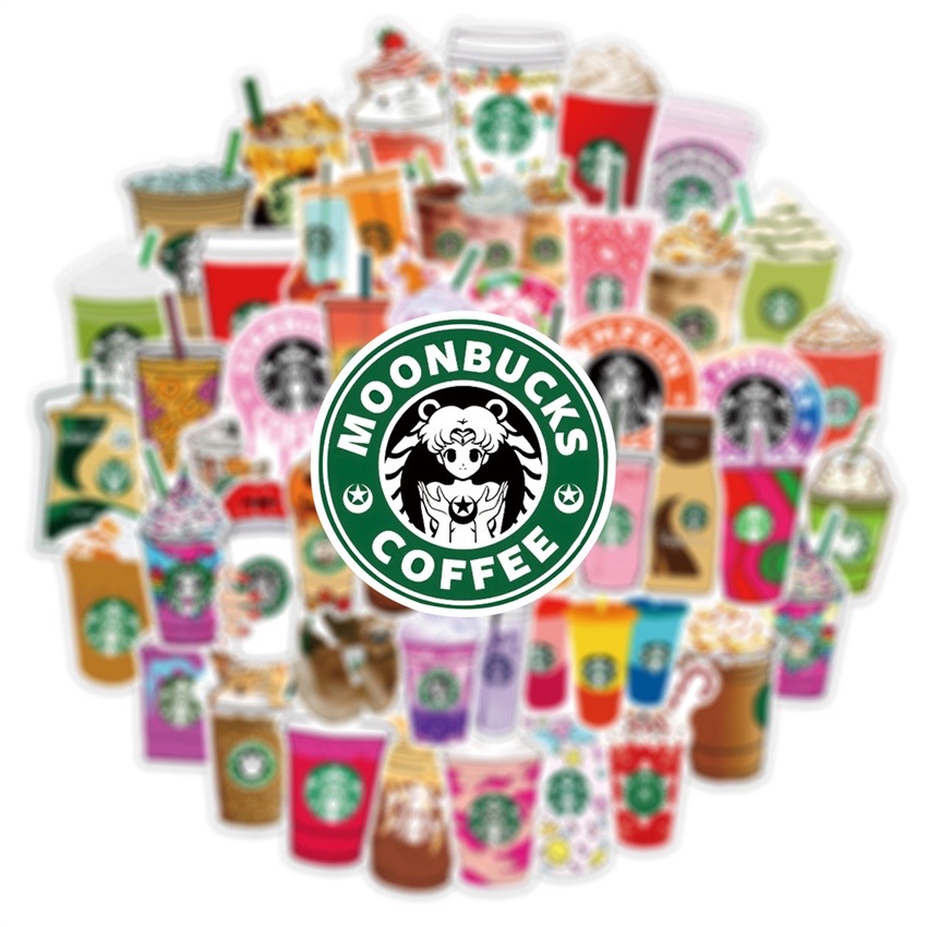 Bộ 50 Sticker nhãn dán Coffee đáng yêu ngọt ngào
