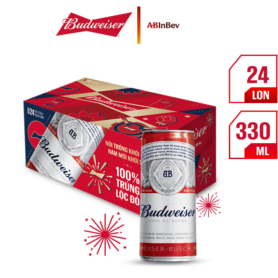 Thùng 24 Lon Bia Budweiser Chính Hãng - Phiên Bản giới hạn
