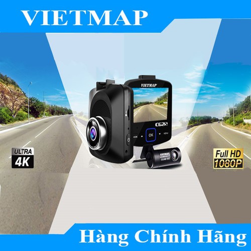 Camera Hành Trình Ô tô  Độ Phân Giải Ultra HD 4K  Ghi Hình Trước Sau Tích Hợp Cảnh Báo Giao Thông Bằng Giọng Nói Wifi Tích Hợp Thẻ Nhớ 32GB VIETMAP C62S - Hàng Chính Hãng