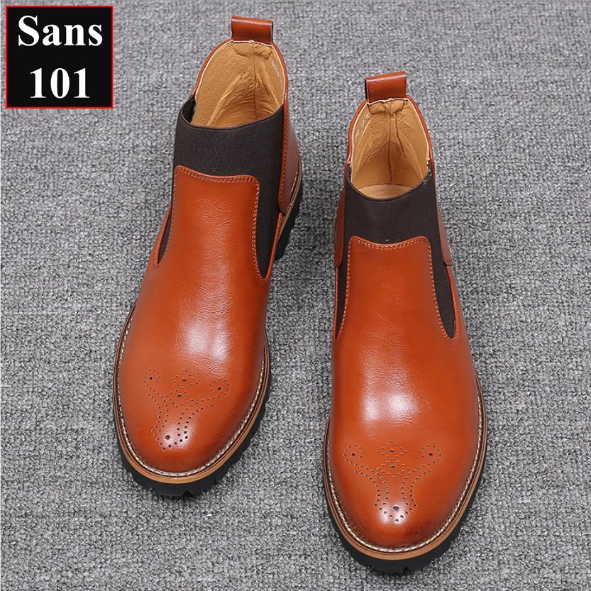 Giày Chelsea Boots Nam Da Bò Giày Bốt Nam Da Thật Sans101