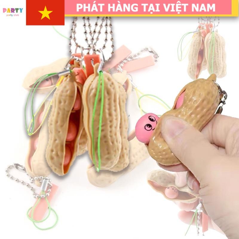 Móc chìa khóa hình quả lạc chống lo âu, giảm stress - Đồ chơi móc chìa khóa đậu phộng quà tặng bạn bè