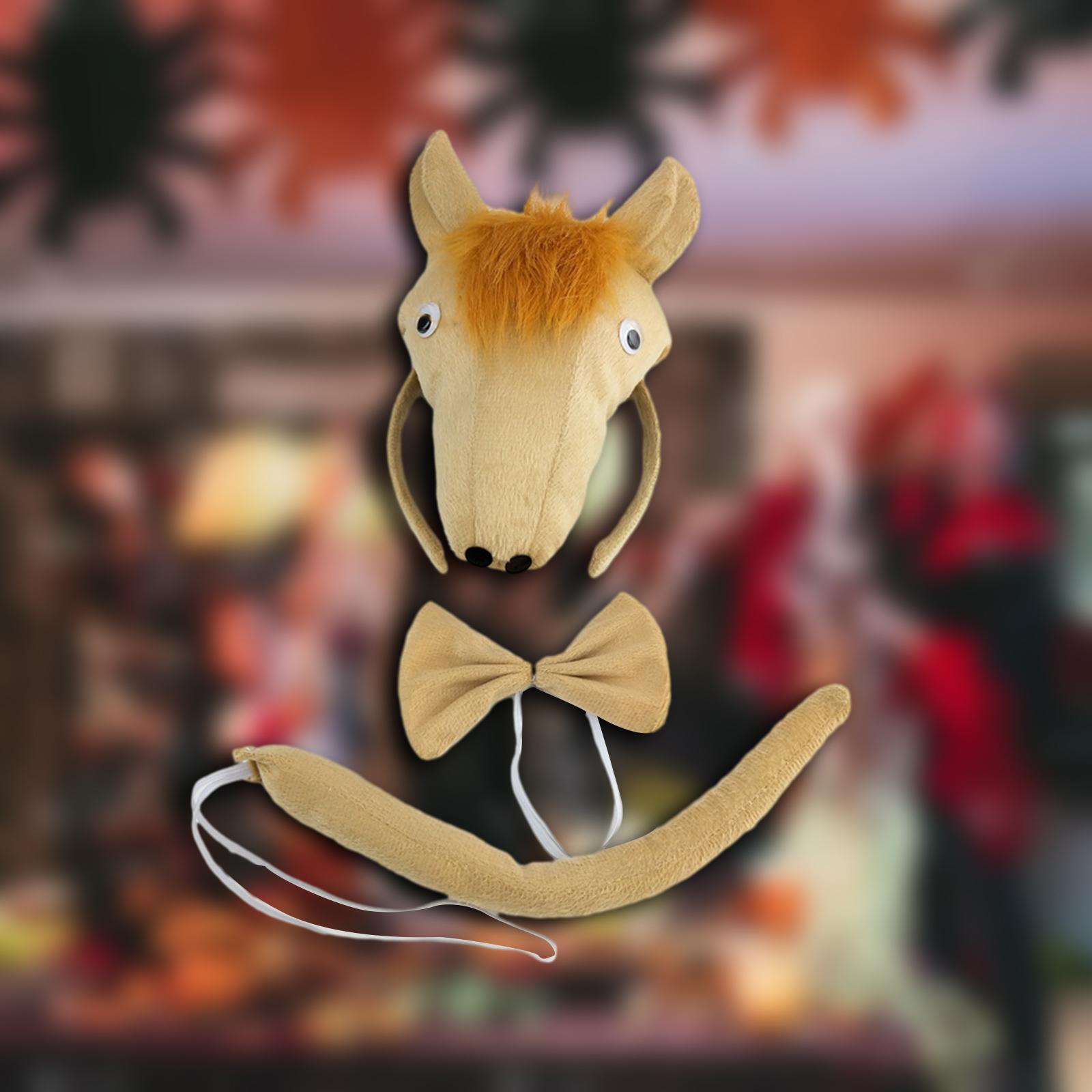 Kids Horse Costume, Ears Headband Bow Tie Tail Hair Band Elastic Strap, Animal Fancy Costume Kits for Carnival, Performance, Masquerades Cosplay