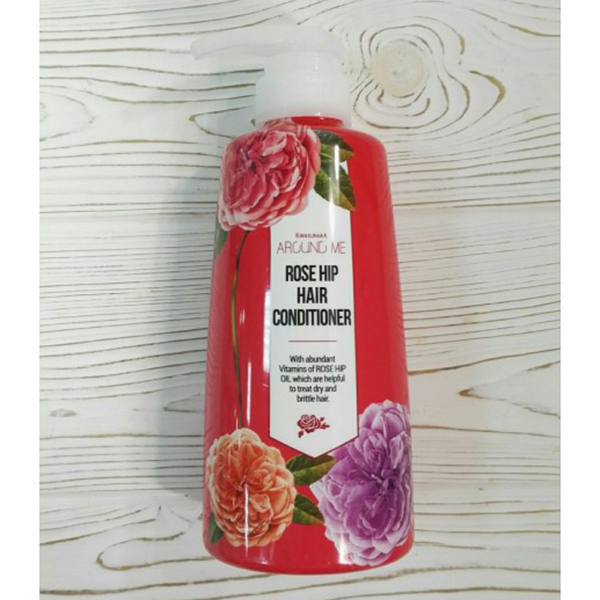 Dầu xả hoa hồng Around Me Rose Hip Hair Conditioner Hàn Quốc 500ml + Móc khóa
