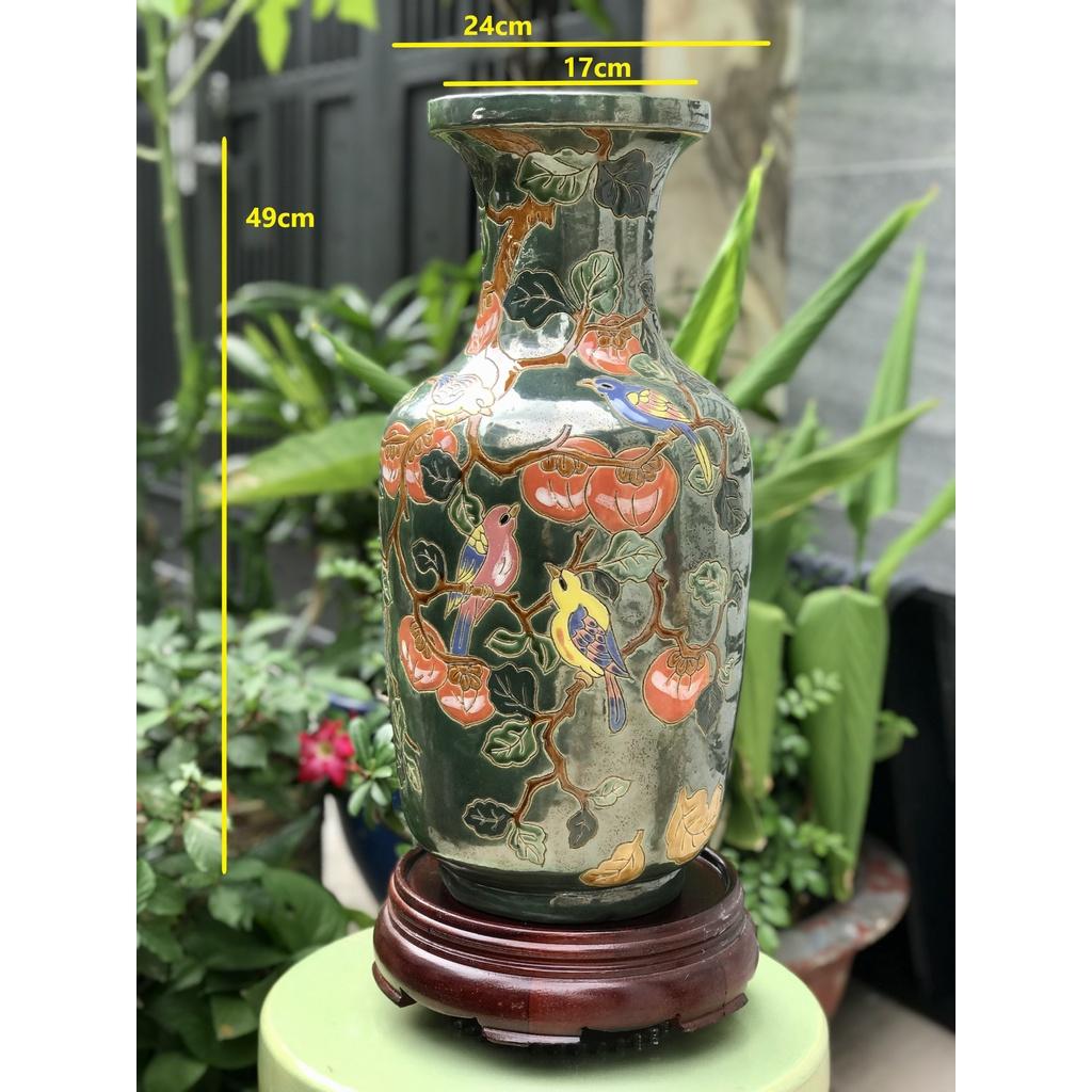 Bình Hoa Chim Đào Gốm Thủ Công Nam Bộ Trang Trí Cấm Hoa Decor