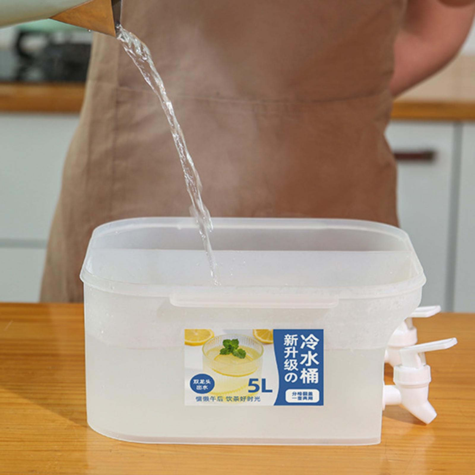 5L Beverage Dispenser Water Drink Bucket With Lid and Faucet Refrigerator