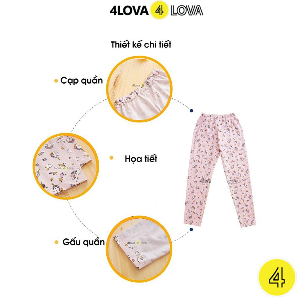 Quần legging thun bé gái 4LOVA dáng ôm co giãn 4 chiều họa tiết đáng yêu từ 8-30kg
