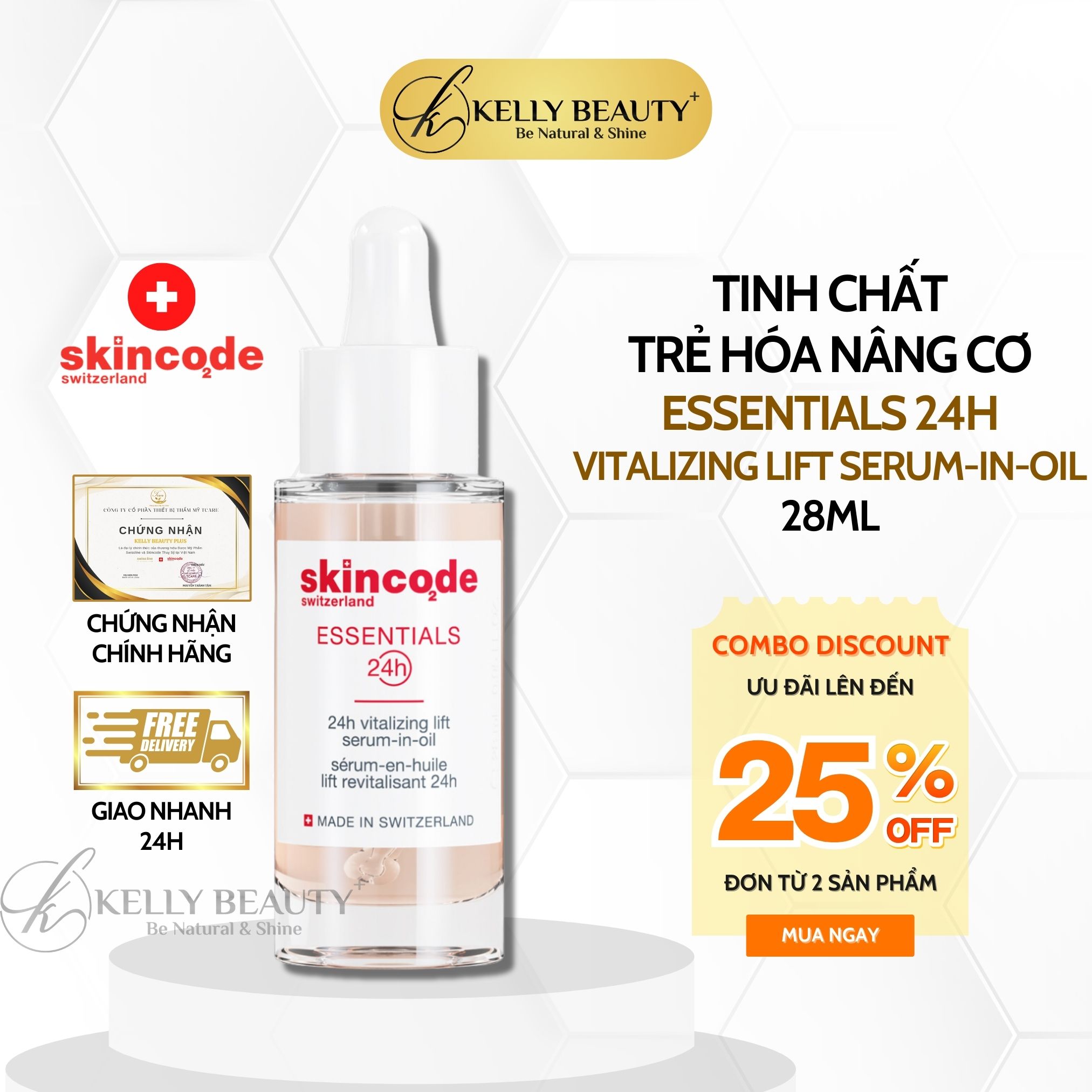 Hình ảnh Tinh Chất Trẻ Hóa Nâng Cơ Skincode Essentials 24h Vitalizing Lift Serum-In-Oil | Kelly Beauty