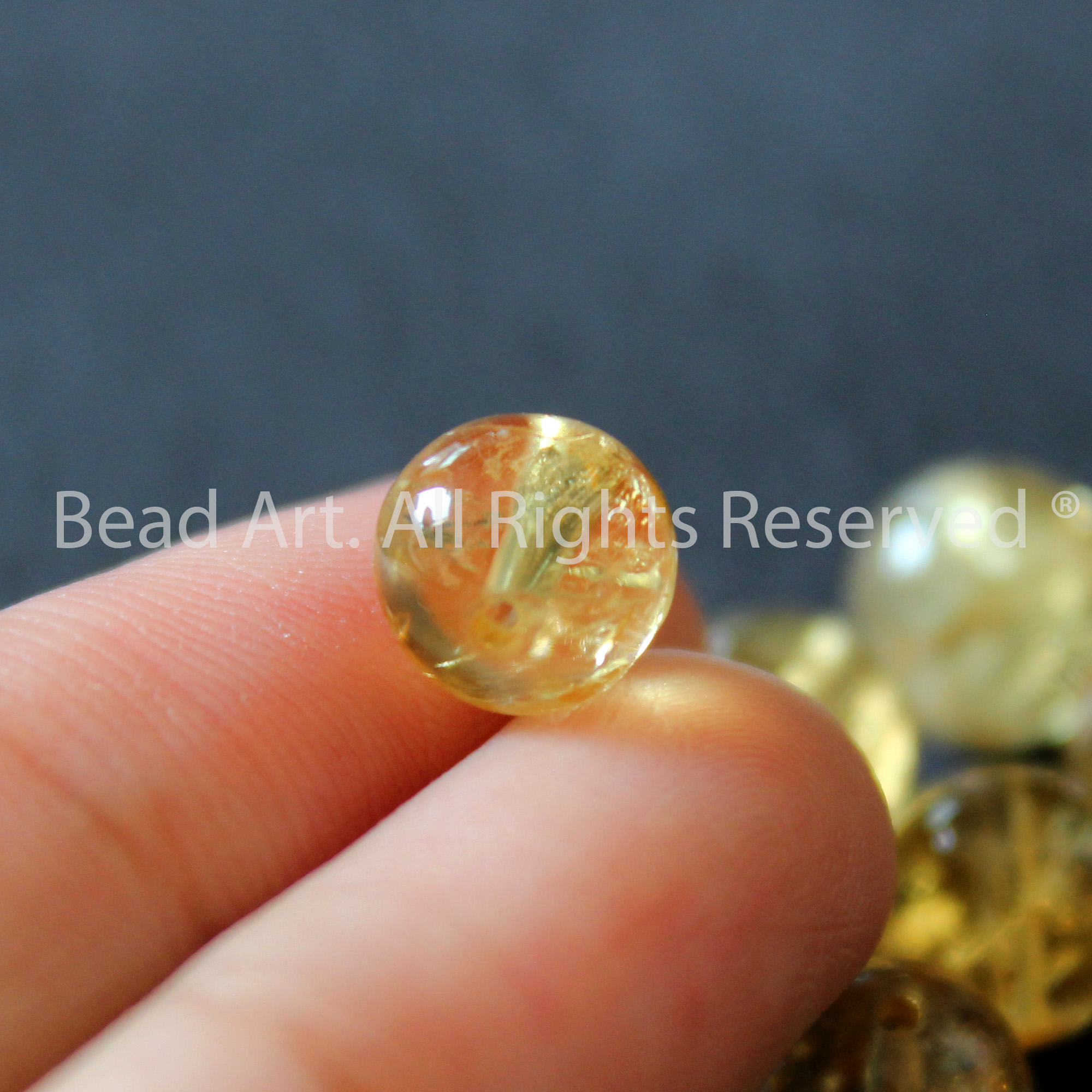 [1 Hạt] 8MM Đá Thạch Anh Vàng (Citrine) Tự Nhiên, Đá Phong Thuỷ, Làm Trang Sức, Vòng Tay, Chuỗi Hạt (Loại AA), Mệnh Thổ, Kim - Bead Art