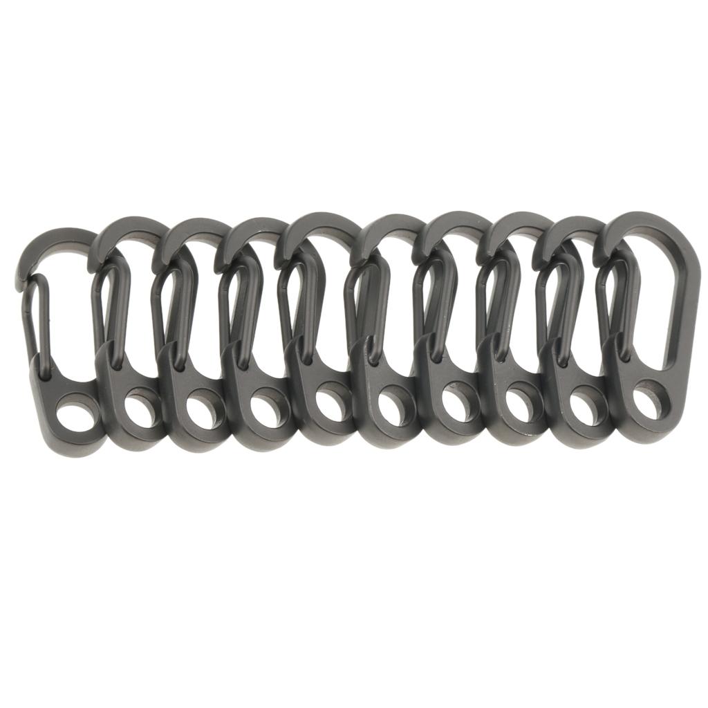 10Pcs Outdoor Camping Mini Carabiners Snap Spring Clip Hook Keychain Gray
