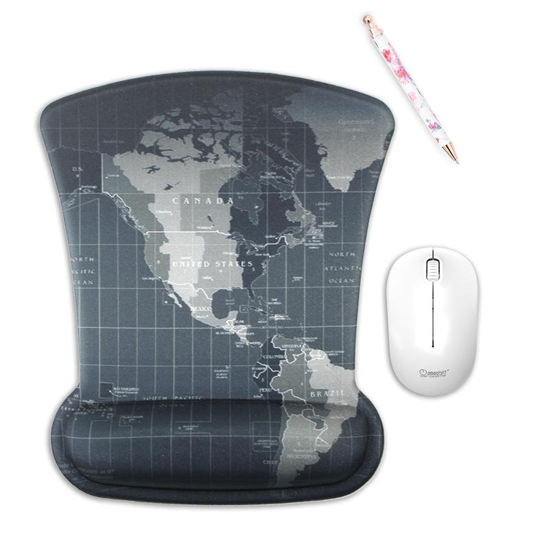 Thảm chuột công thái học với bộ băng giá và bàn phím, màu đen