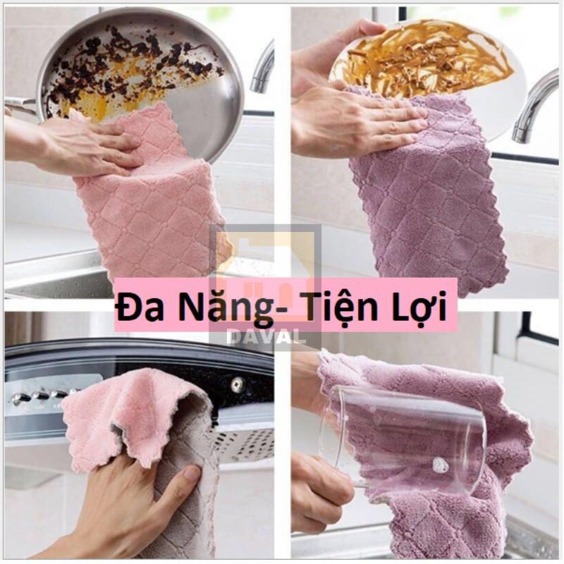 Lố 10 cái Khăn lau chén bát đa năng - Khăn lau bếp thấm hút (26*16cm) giao màu ngẫu nhiên