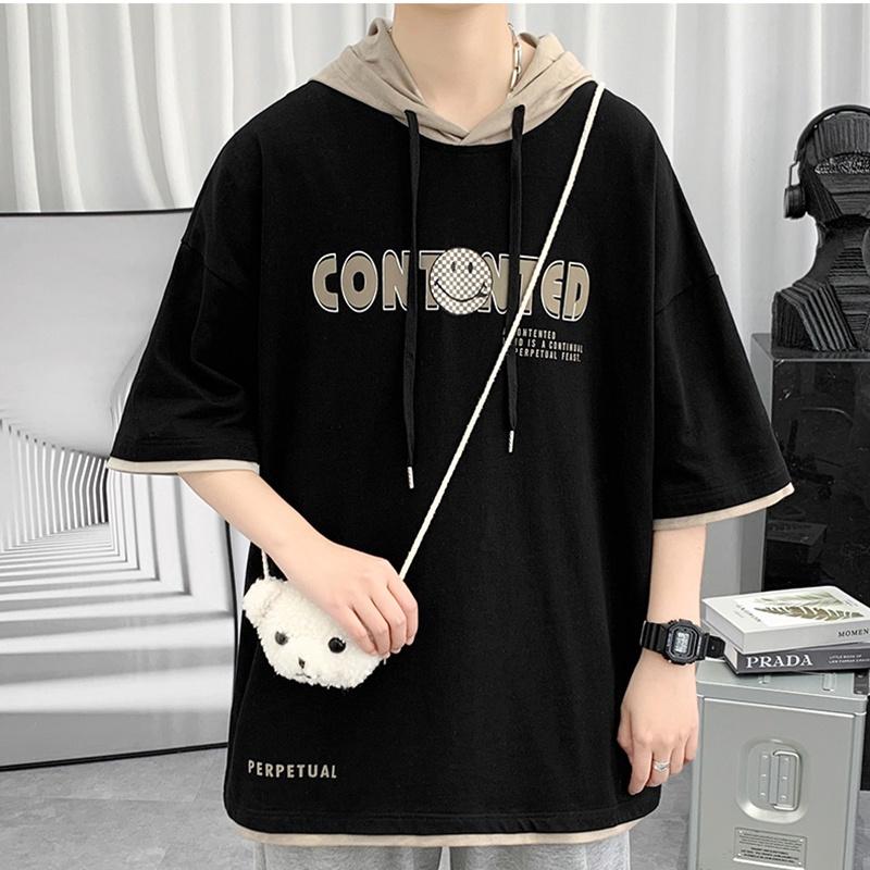 Áo Hoodie Ngắn Tay Nam In Chữ Basic Dáng Rộng Phong Cách Hàn Quốc Thời Trang Zenkonu TOP NAM 258V1