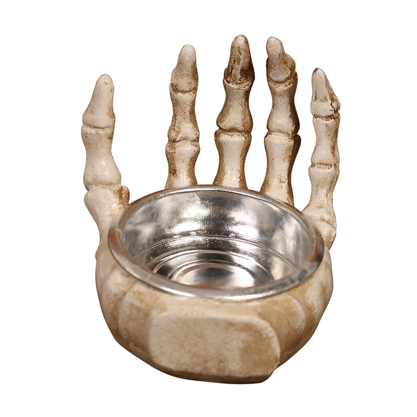 Halloween Skulls Candle Holder Candle Stand Human Skeleton Pillar Candle Holder for Haunted House Spooky Bar Holiday Table Centerpiece Party