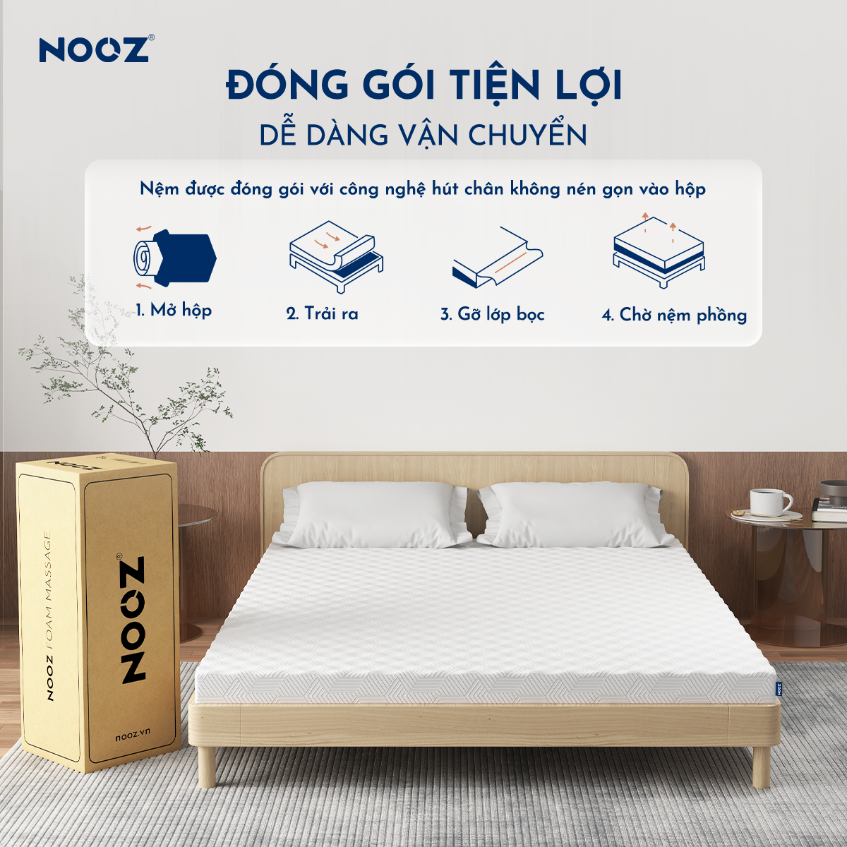 Nệm Foam NOOZ Massage 9cm Đệm Foam Mật Độ Cao Bề Mặt Lượn Sóng Nâng Đỡ Cơ Thể NOOZ Home Goods