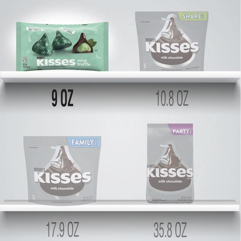 TÚI 255g SOCOLA ĐEN/ĐẮNG - KEM BẠC HÀ Hershey Kisses - Dark Chocolate Filled with Mint Truffle, Mẫu Christmas (9 oz)