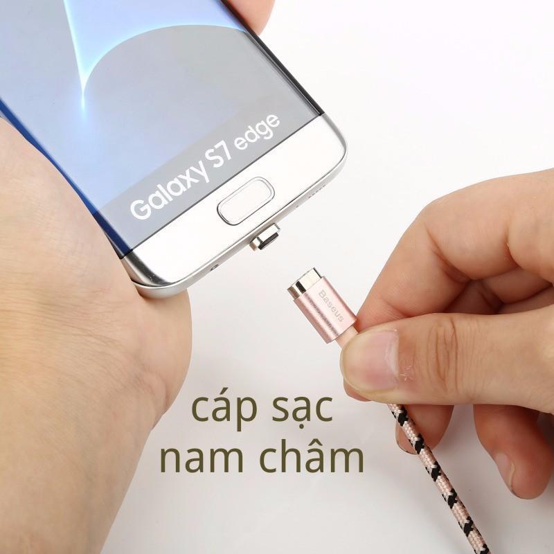 Cáp sạc từ hút nam châm đầu Iphone- micro USB - Type C - Dây dù - xoay 360 độ có LED cao cấp