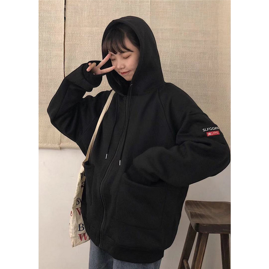 Áo Khoác Hoodie Nỉ Nữ Khóa Kéo