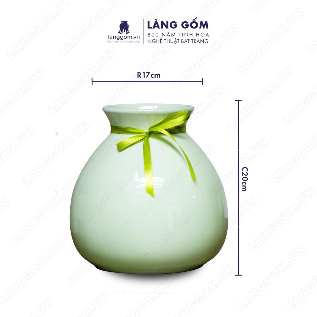 Bình hoa, lọ hoa Gốm sứ Bát Tràng cao cấp Men ngọc giỏ cua béo dùng làm quà tặng, trang trí - Làng Gốm Bát Tràng