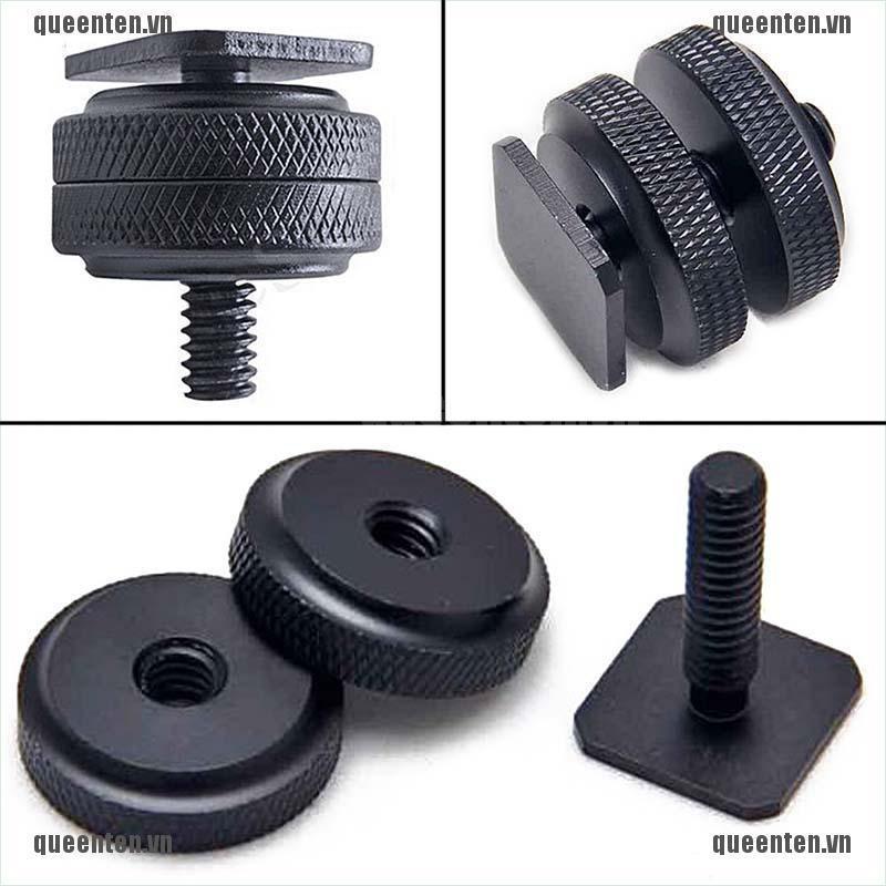 1/4 Inch Dual Nuts Tripod Mount Screw to Flash Camera Hot Shoe Adapter QUVN
