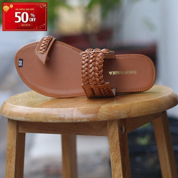 Dép Quai Ngang Xỏ Ngón Thời Trang S121 Nâu
