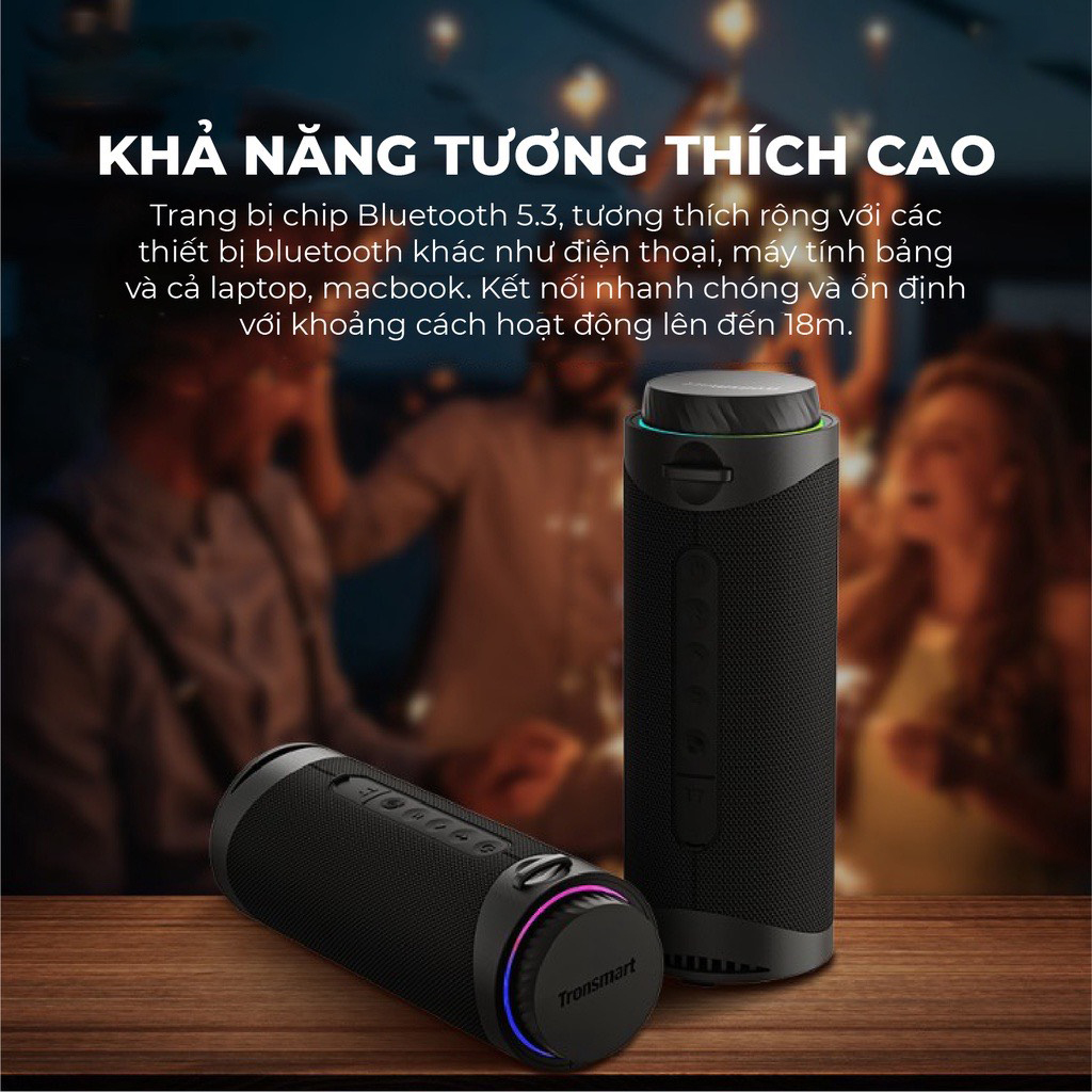 Loa Bluetooth Tronsmart T7 Công suất 30W Chống nước IPX7 Âm thanh siêu trâm 12h Playtime - Hàng chính hãng