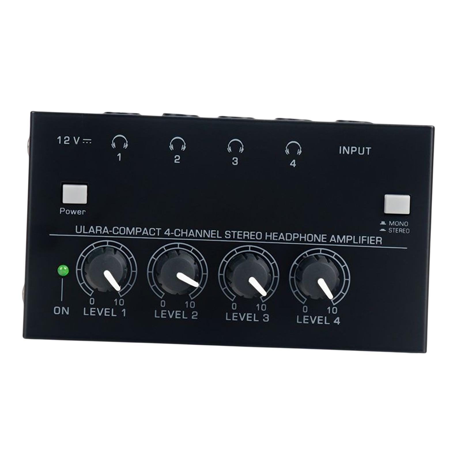 Compact Stereo Headphone Amplifier 4 Channels Professional for Studio Mixing