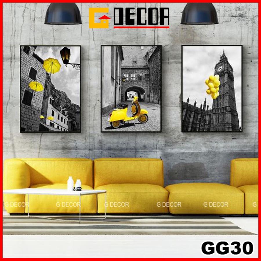 Tranh treo tường canvas 3 bức phong cách hiện đại Bắc Âu 30, tranh decor trang trí phòng khách, phòng ngủ, phòng ăn, spa