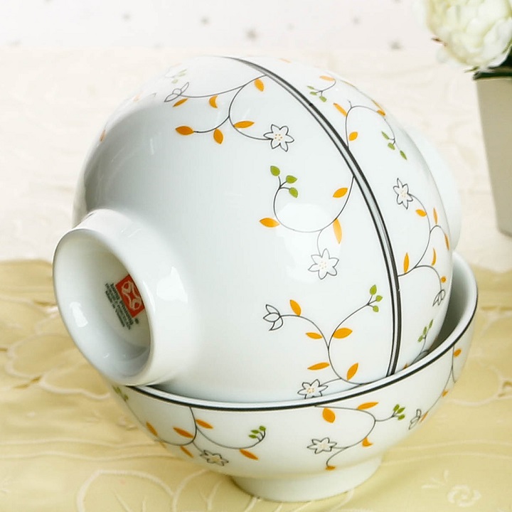 Combo 6 Chén Cơm Hoa Dây Cam Sứ Long Phương Cao Cấp
