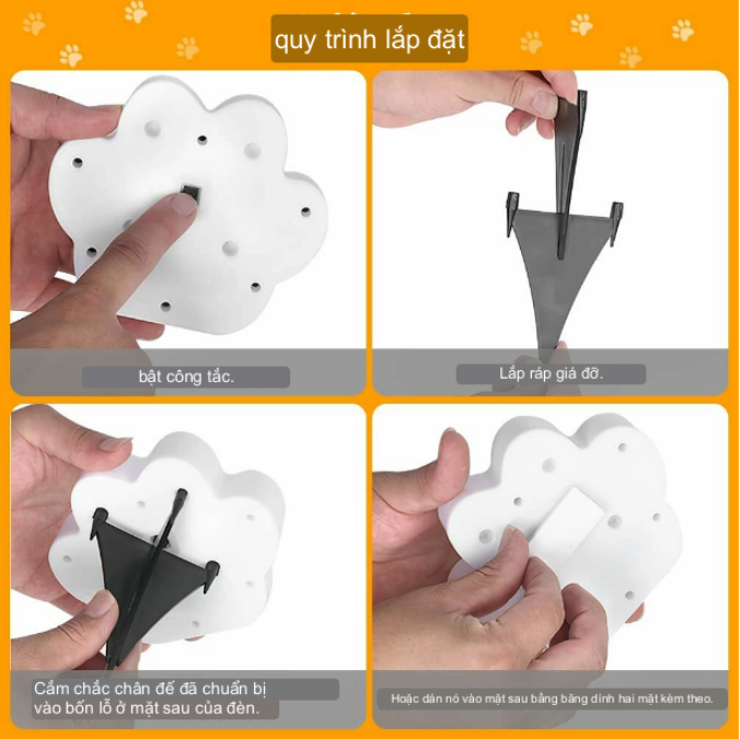 Combo 4 đèn LED năng lượng mặt trời Chân Gấu Trang Trí Sân Vườn BearFoot Solar Lamp - sử dụng 8h liên tục