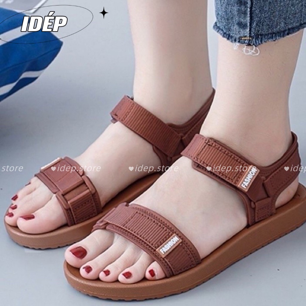 Giày sandal nhựa dẻonữ 2 quai ngang chất cao su đi mưa đi học đi biển chống trơn trượt iDÉP-GL062